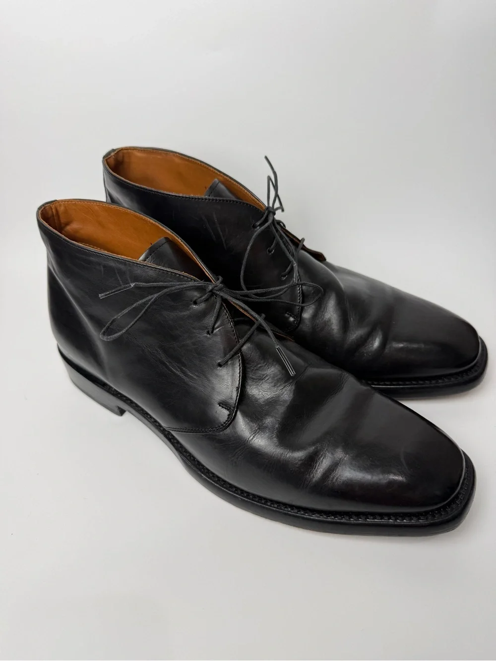 Frye Paul Chukka Boots Black Leather Men Size 13 Hipster Classic Chunky